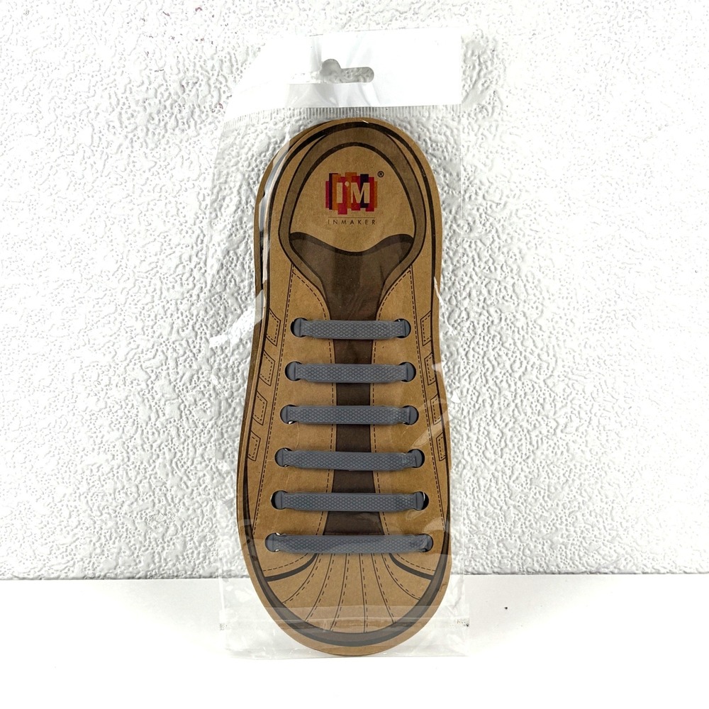 INMAKER No Tie Silicone Shoelaces Unisex OS‎ Gray New Elastic Waterproof Laces